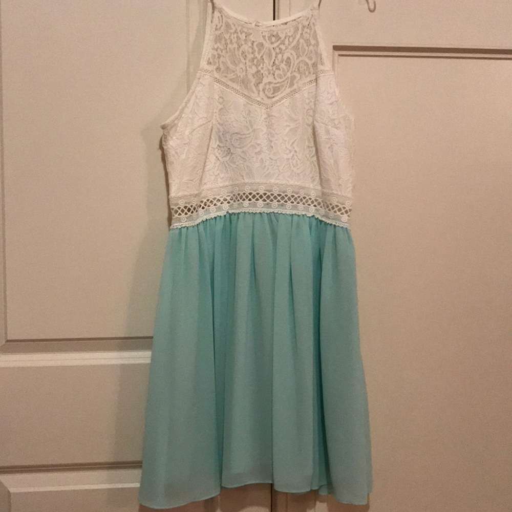 By&By Juniors lace green mint fit and flare dress